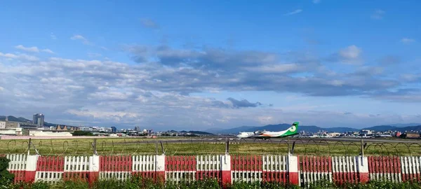 Taipei Taiwan 2021 Besteuerung Von Flugzeugen Auf Dem Taipei Songshan — Stockfoto