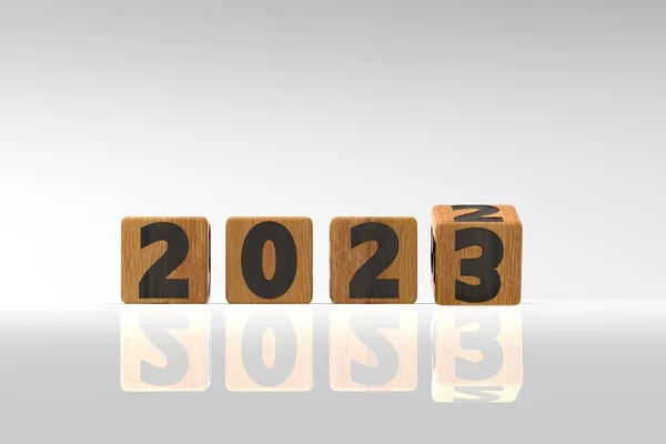 開始から新年への3Dレンダリング2023計画 — ストック写真