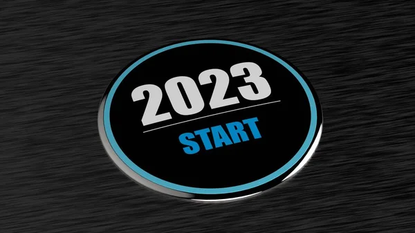 Renderizado 2023 Año Inicio Btn Imagen de stock