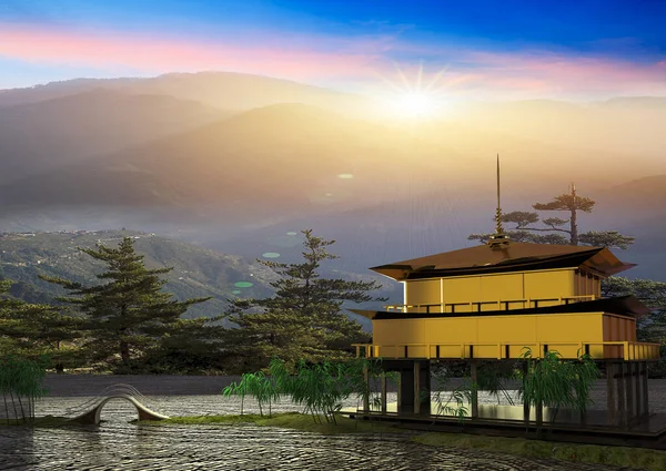 Rendering Nice Temple Beautiful Background — Stock Photo, Image