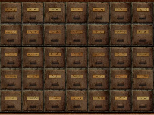 Rendering Antique Chest Used Store Chinese Medicinal Herbs — Stockfoto