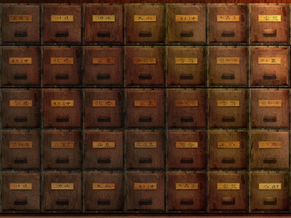 Rendering Antique Chest Used Store Chinese Medicinal Herbs — Stockfoto