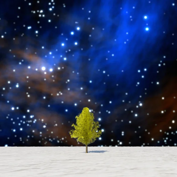 Τρισδιάστατη Απόδοση Δέντρο Πλήρη Φύλλα Χειμώνα Ενάντια Στον Ουρανό — Φωτογραφία Αρχείου