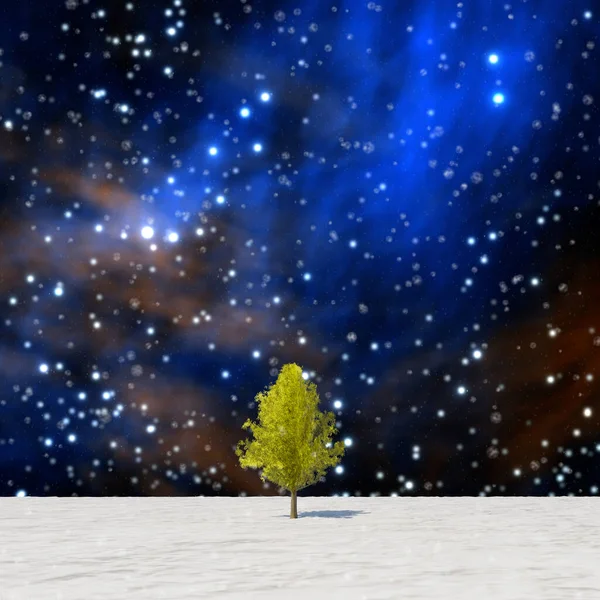 Albero Rendering Foglia Piena Inverno Contro Cielo — Foto Stock