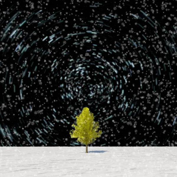 Трехмерное Дерево Полном Листе Зимой Фоне Неба — стоковое фото