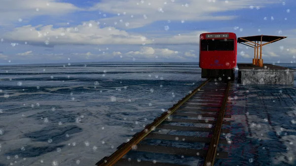 Rendering Mooi Uitzicht Trein Met Mooie Achtergrond Met Chinese Karakter — Stockfoto