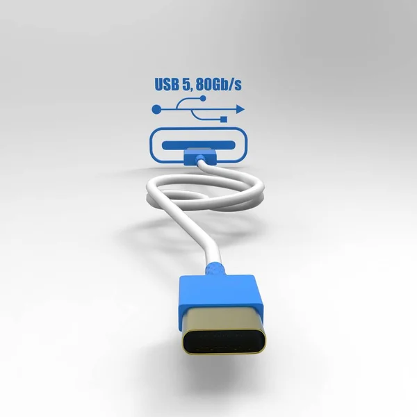 Renderizado Cable Usb Icon Aislado Con Fondo Claro —  Fotos de Stock