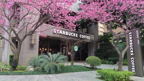 Linkou Tayvan Ocak 2022 Linko New Taipei City Tayvan Starbucks — Stok video