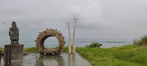 Isosaki Hualien Apr 2022 Installation Art Cloudy Day Sea Taiwan — Photo