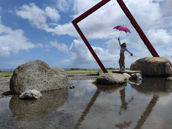 แลนด มาร คระหว างประเทศของสวนร มทะเลใน Taitung — ภาพถ่ายสต็อก