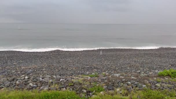 Isosaki Hualien Abr 2022 Instalação Art Cloudy Day Sea Taiwan — Vídeo de Stock