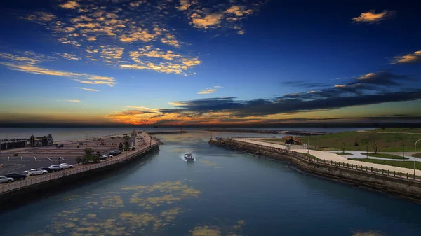 Die Schöne Aussicht Auf Den Yongan Fischereihafen Taoyuan City Taiwan — Stockfoto