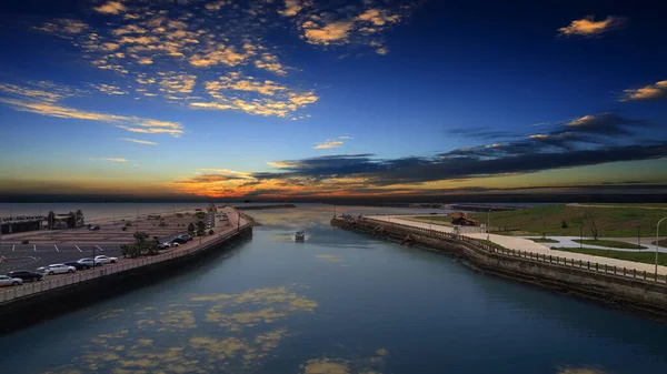 Die Schöne Aussicht Auf Den Yongan Fischereihafen Taoyuan City Taiwan — Stockfoto