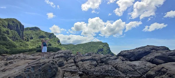 Nanya Strange Rocks, New Taipei City - Jul 27, 2022 : Strange rocks and rocks stretching hundreds of meters, can be said to be Bamboo Shoot Rock, Ice Cream Rock, Sea Dog Rock, etc. in the Natural Geology Classroom, Xinshi, Taiwan