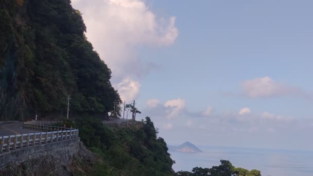 Suhua Highway Yilan Aug 2022 Chingshui Ocean Cliffs Highest Coastal — Stockvideo