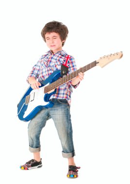 electoguitar tam vücut ile küçük çocuk britpop tarzı
