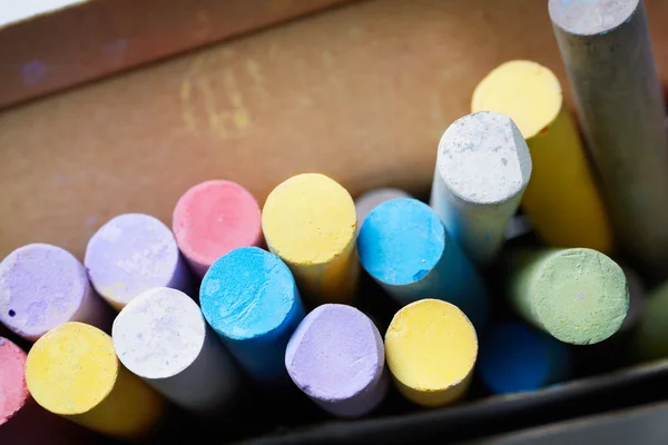 Multicoloured chalks in the box — Stock Photo, Image