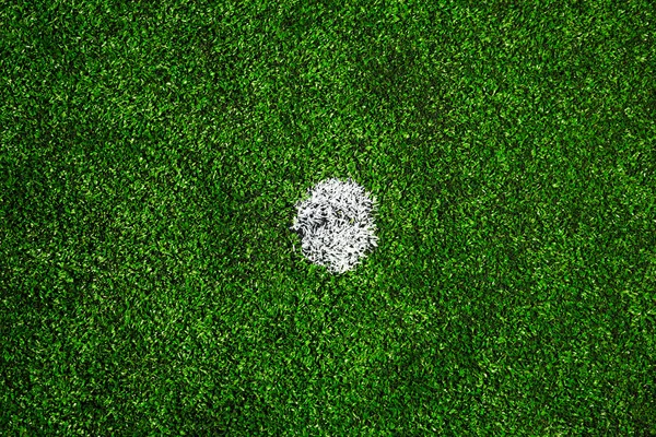 Hvitt punkt på fotballbanen – stockfoto