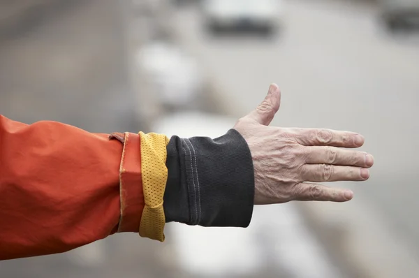 Hand and road — Stock Photo, Image