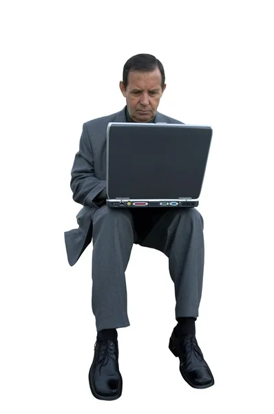 Senior affärsman med laptop — Stockfoto