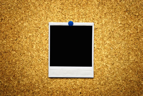 Cork background with empty blank of polaroid — Stock Photo, Image