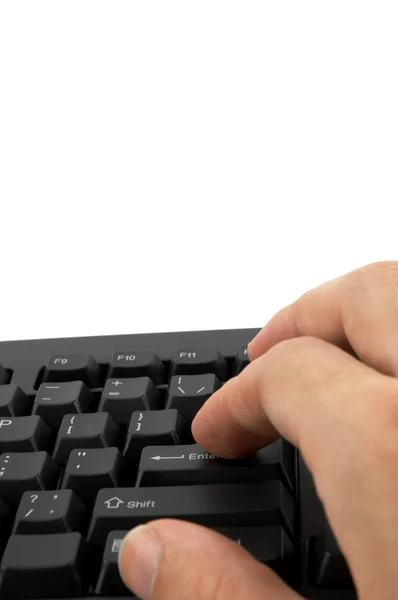 Hand op het toetsenbord — Stockfoto