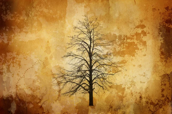 Vintage background with single tree — Stock Photo, Image