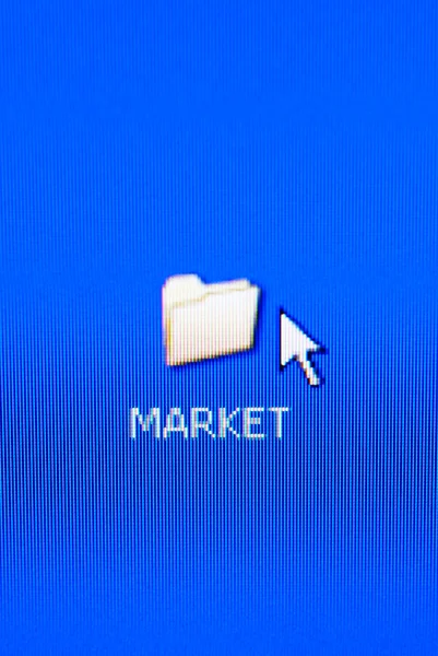 Marktordner auf dem PC-Bildschirm — Stockfoto