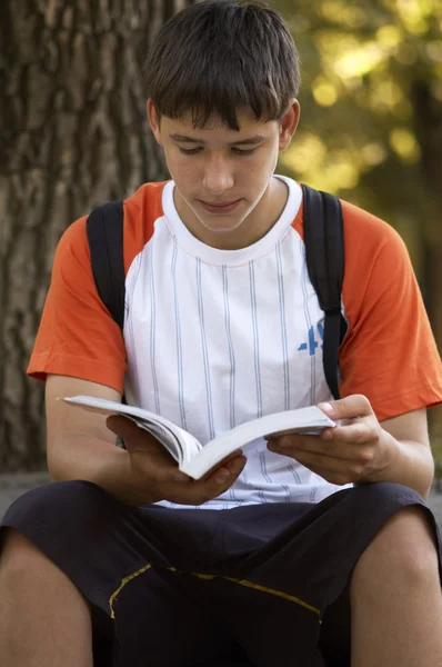 Tiener met boek (speciale foto fx, focus punt op het eerste gezicht) — Stockfoto