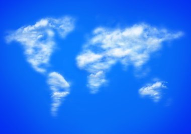 Blue sky and clouds as worlwide map clipart