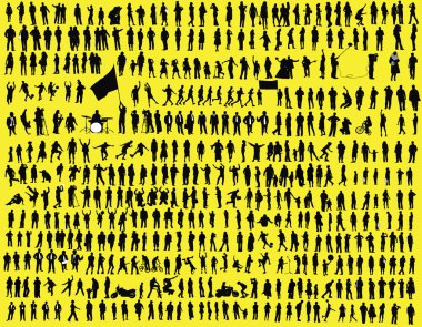 yüzlerce silhouettes