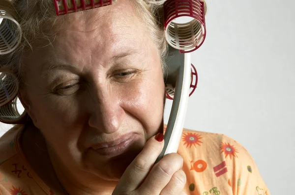 Senior woman with phone — Stock Photo, Image