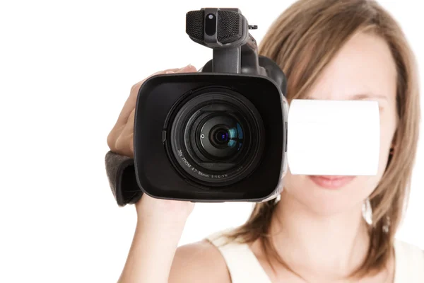 Kvinna med videokamera — Stockfoto
