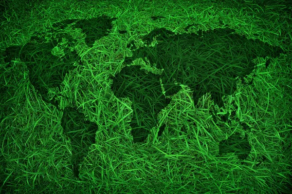 Green grass world map — Stock Photo, Image