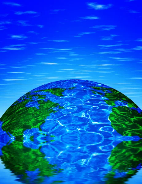 Globaler Ozean auf dem Himmelshintergrund (spezielle fx) — Stockfoto