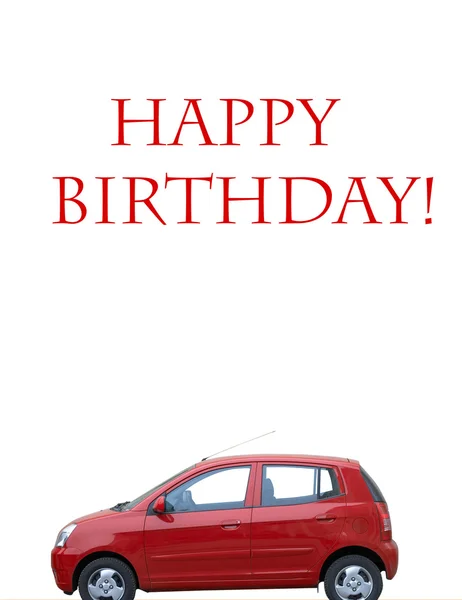 Gelukkige verjaardag met rode auto — Stockfoto