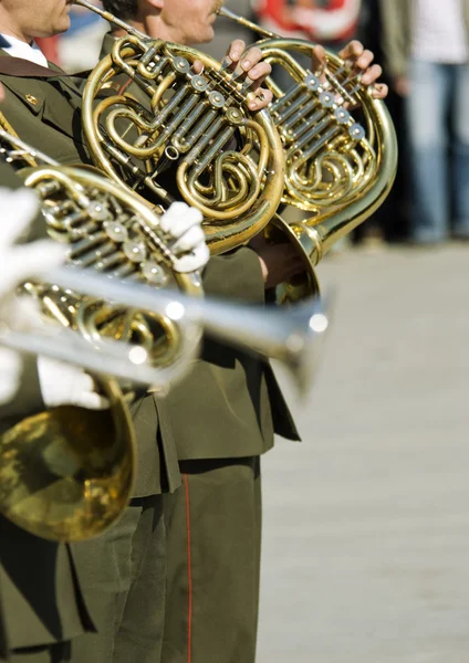 在俄罗斯胜利日军队铜管乐队 — 图库照片