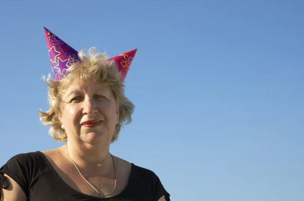 Vrouw van birhtday partij — Stockfoto