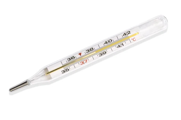 Termometr na białym tle ze ścieżką przycinającą — Zdjęcie stockowe