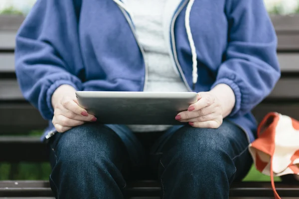 Senior woman with tablet pc