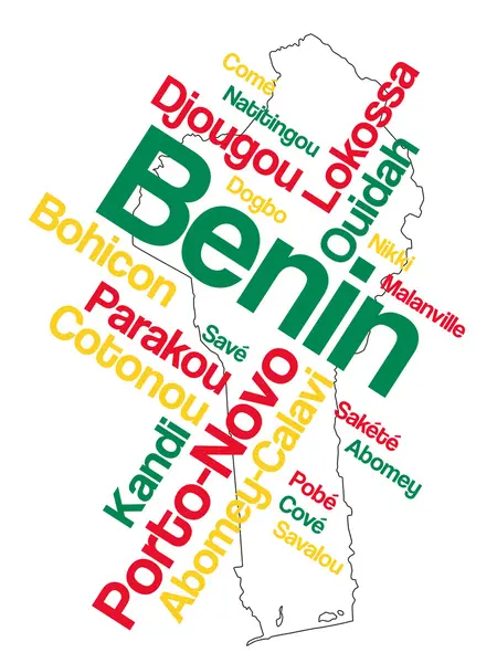 Benin Map and Cities — Stock Vector