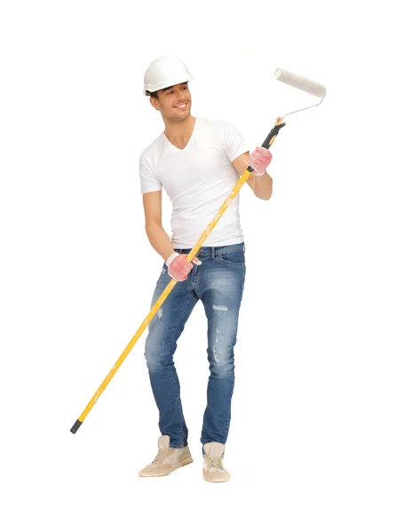 Handsome painter in helmet — Stock Photo, Image