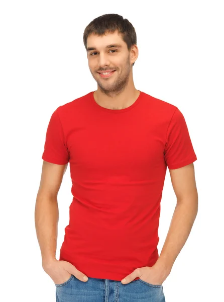 Beau homme en chemise rouge — Photo