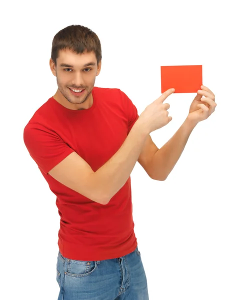 Handsome man with note card Stock Image