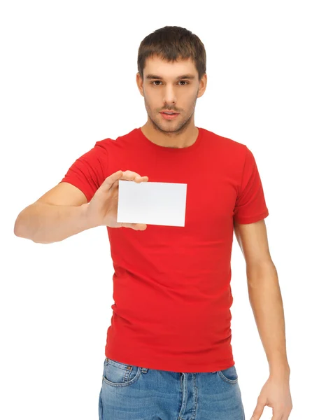 Handsome man with note card — Stock Photo, Image