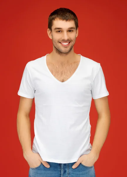 Handsome man in white shirt — Stock Photo, Image