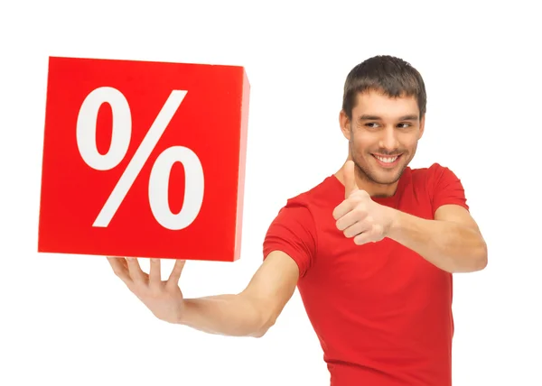 Man with percent sign — Stock Photo, Image