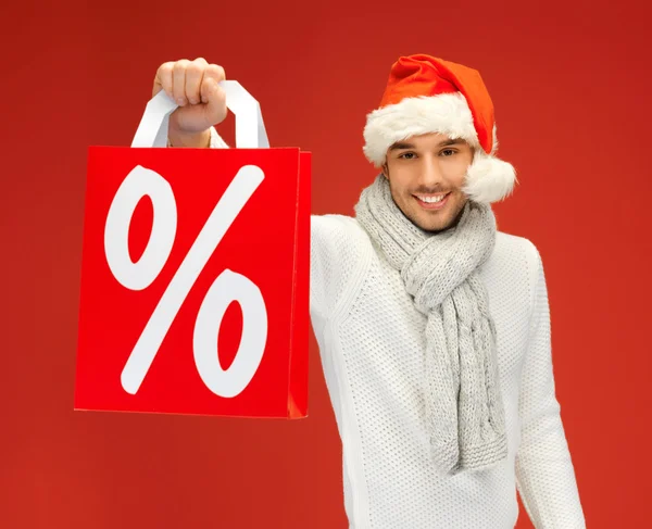 Handsome man in christmas hat — Stock Photo, Image