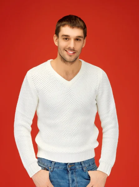 Przystojny mężczyzna w ciepły sweter Obrazy Stockowe bez tantiem
