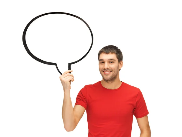 Smiling man with blank text bubble — Stock Photo, Image